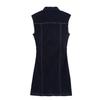 European & American Style Sleeveless Pleated Denim Mini Dress
