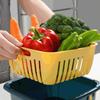 Double-Layer Drain Basket Lid Refrigerator Crisper Multifunctional Square Large Size Washing Vegetable Basket Kitchen Organizer