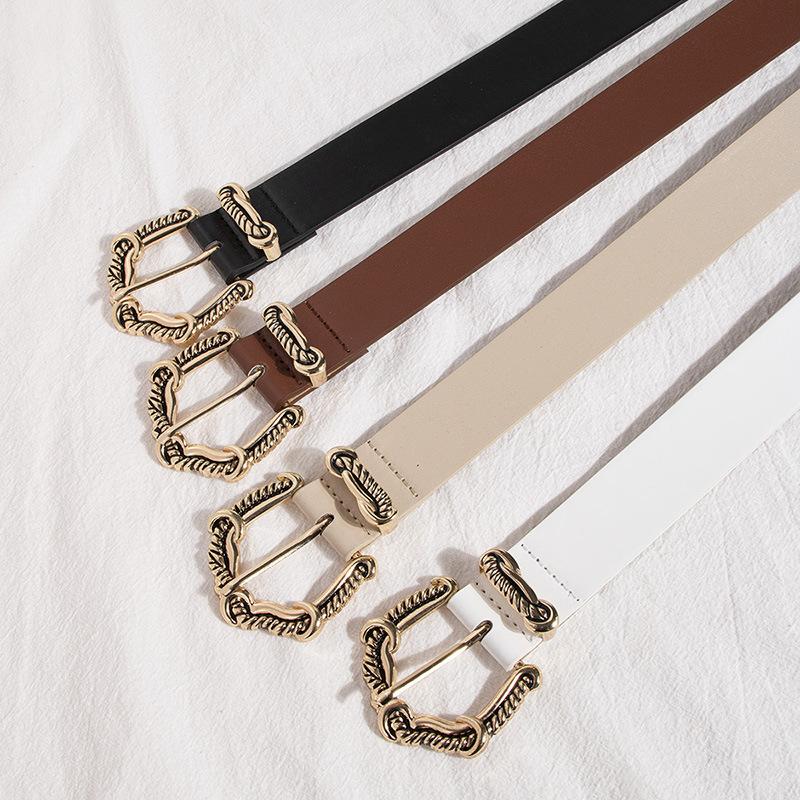 New Ladies Chic Fashion Pin Buckle Glossy Multi-color Elegant European and American Exquisite Belt Gold Buckle Simple Engraving