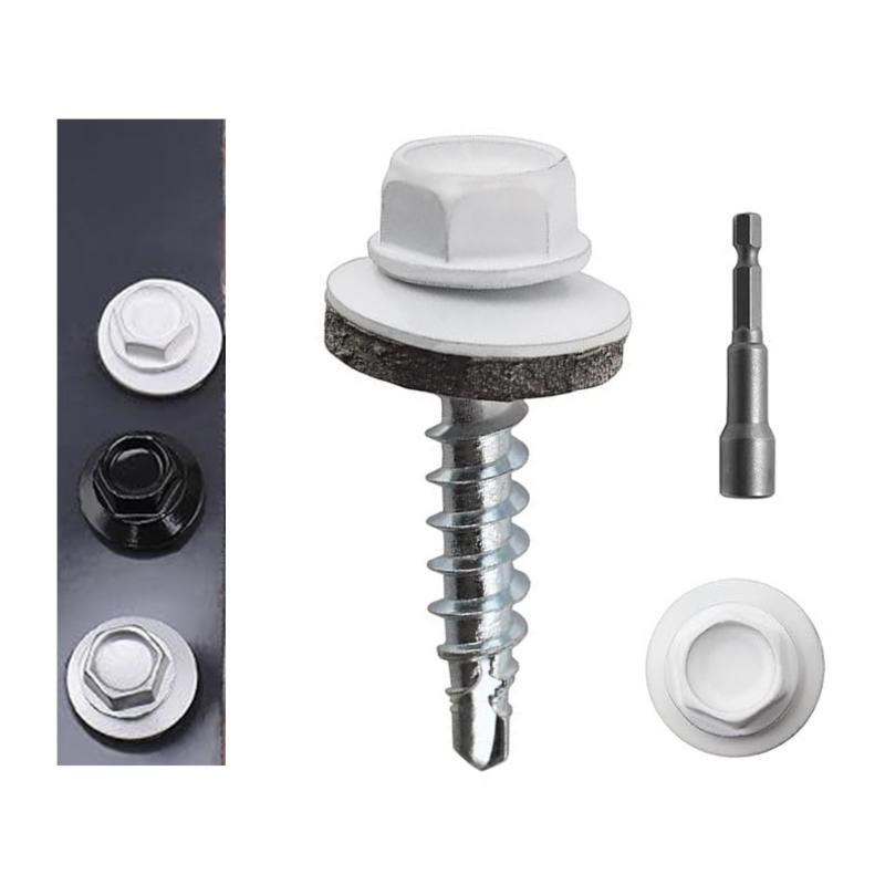 300Pieces Multipurpose Hex Heads Drilling Metal Roofing Screws Home Hardware for Secure Installation on Wood Items