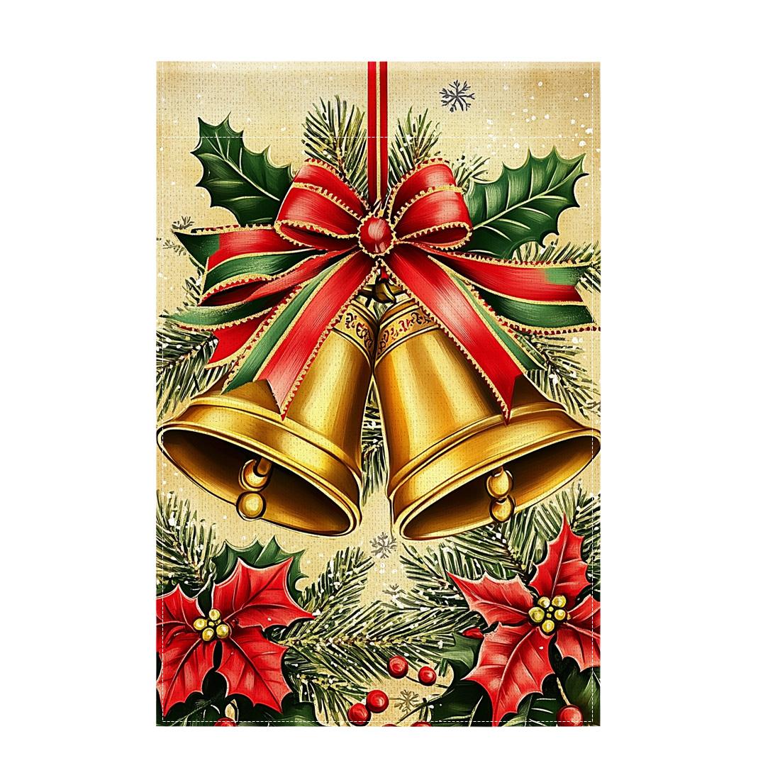 

Christmas bell patternGarden Flag 12x18 Inch Double Sided for Courtyard Outdoor Welcome Flag Decoration (Excluding flagpole)