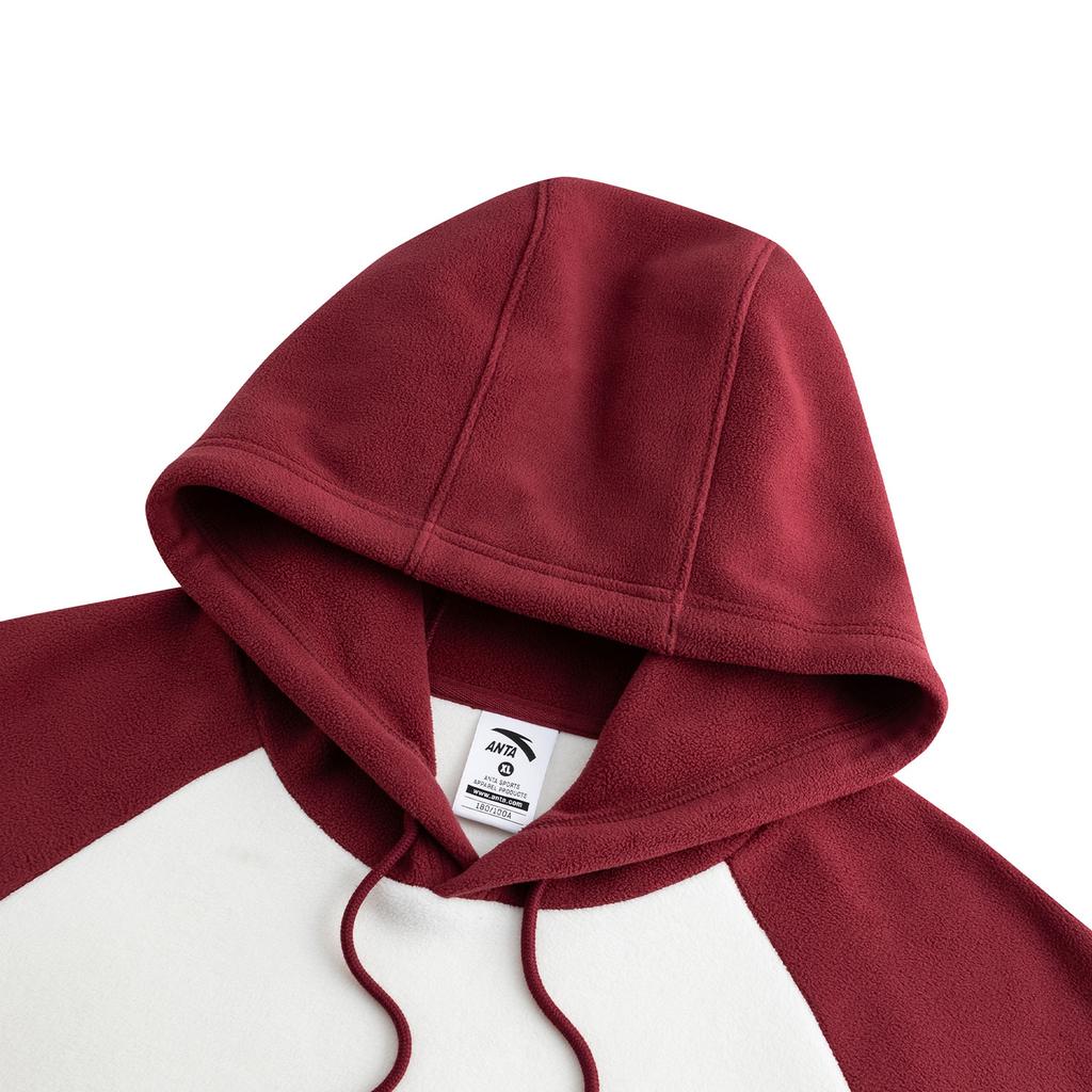 Anta Lifestyle Series Pullover Hoodie Color Block Sweatshirt Men hoodies Ivory 952548704-2