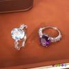 Women's S925 Sterling Silver Brushed Craft Ring Natural Crystal Garnet Peridot Adjustable Jewelry