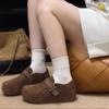 New Height-increasing One-legged Half-slipper Retro Thick-soled Fleece Shoes for Women