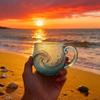 Sea Theme Water Tea Cup 400ml Beach Coffee Glass Mug for Kitchen Workplace Travel Bar Home Cafe Party Gathering