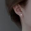 Silver Color 6/8/10/12/14MM Bread Pearls Stud Earrings For Women Classic Fine Jewelry Light Luxury Accessories