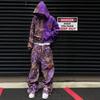 Oversized Y2K Streetwear Hoodie Set With Contrast Camo Print Loose Fit Sweatshirt Straight Leg Pants Teens