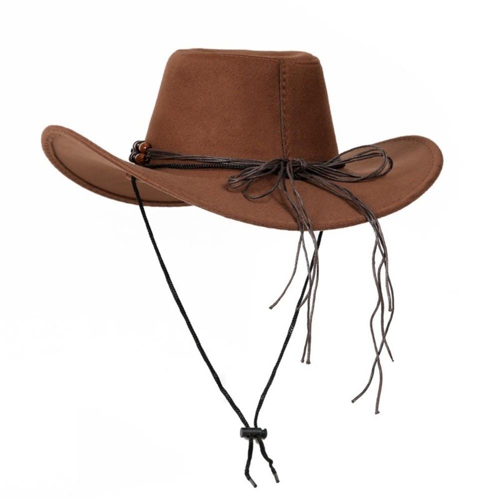 Artificial Suede Western Cowboy Hat Felt Roll Brim Cowgirl Cap New Jazz Fedora Hats Outdoor Riding