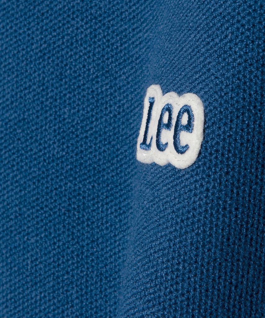 LEE Collar Contrast Short Sleeve Knit In Blue