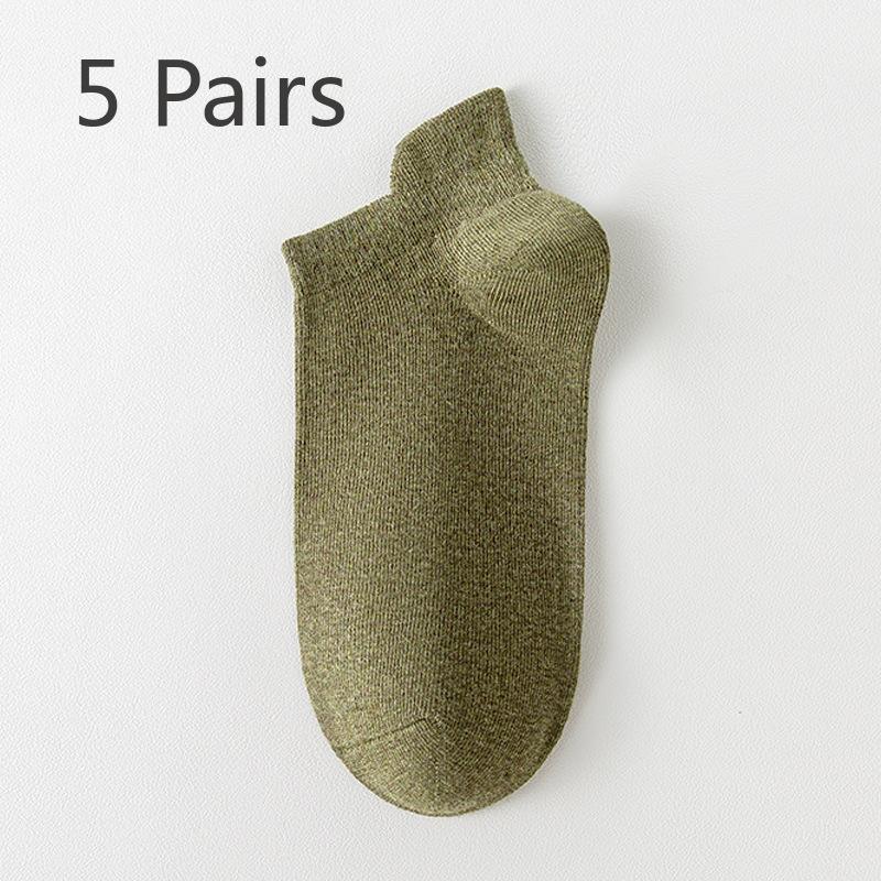 

5 пар мужских летних тонких дезодорирующих впитывающих пот дышащих спортивных носков-лодочек 5 Pairs зелёный