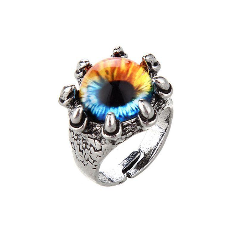 Retro Auge der Weisheit Ring mit Blumen Drachenklaue Ring Teufelsauge Ring Punk Offenes Auge Ring Schmuck