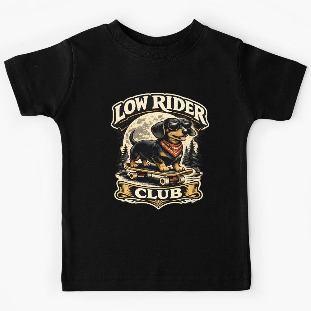 Low Rider Club Vintage Dachshund Skateboard Kids T-Shirt 130