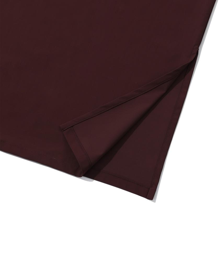 Vintril Round Neck Back Slit String Oversized Dress (Wine)