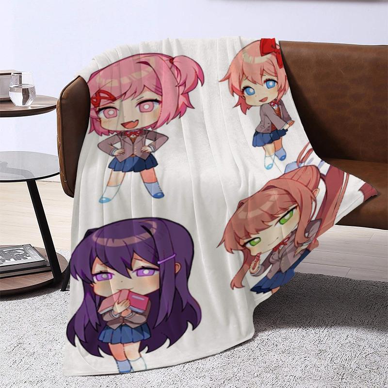 D-Doki Doki L-Literature Club Anime Throw Summer Blanket Fluffy Microfiber Bedding Portable Bed Blankets for Decorative Sofa