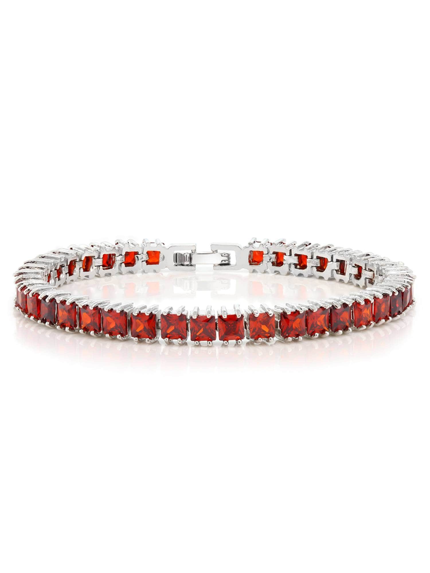 

Garnet Tennis Bracelet -925 Sterling Silver