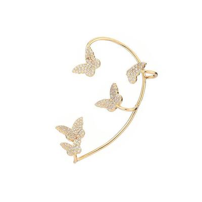 Korean Style Fashion Zircon No Piercing Fake Piercing Earrings Ear Wrap Butterfly Ear Cuff