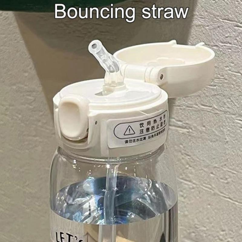600ML Transparent Water Cup Creative Printed Plastic Water Bottle Bouncing Straw Sports Cup Outdoor Travel Portable Water Bottle Straw Cup
