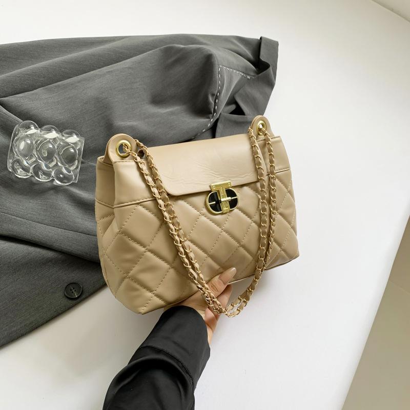 

Модна ретро проста маленька квадратна сумка на плечі 2024 року нова вишукана маленька легка розкішна сумка-мессенджер з діамантовим ланцюжком з ароматом хакі