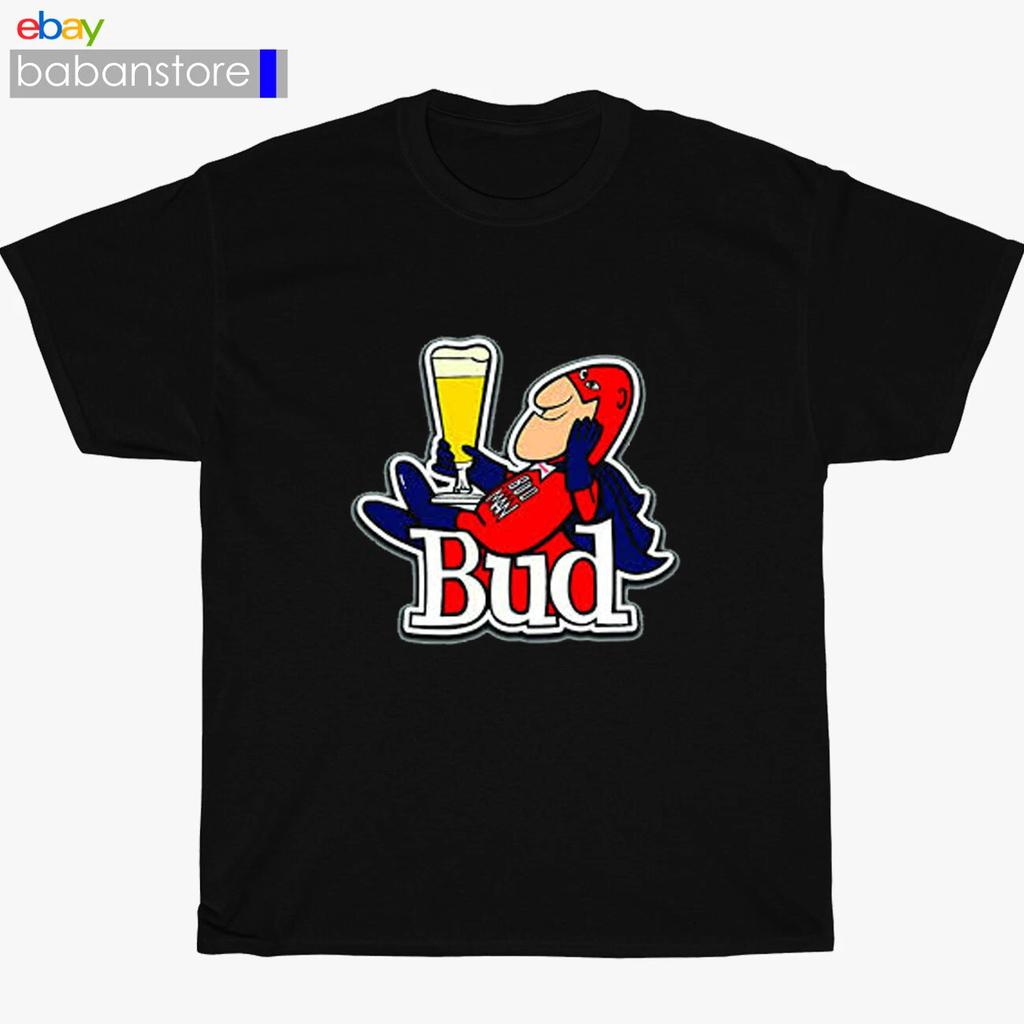 New BudMan Cartoons Bud Man Beer Black/White/Grey/Navy T shirt Size S-5XL