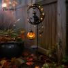 Fall Party Outdoor Lighting Halloween Solar Garden Stake Light, Metal Black Cat & Pumpkin Moon Waterproof Wireless Powered Yard Lights Decorations for