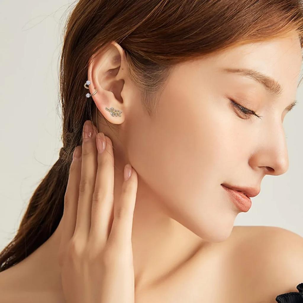 Bobisty 1PC 316L Stainless Steel Earrings Studs Stylish Opal Flower CZ Cartilage Earrings Hypoallergenic Studs for Men Women