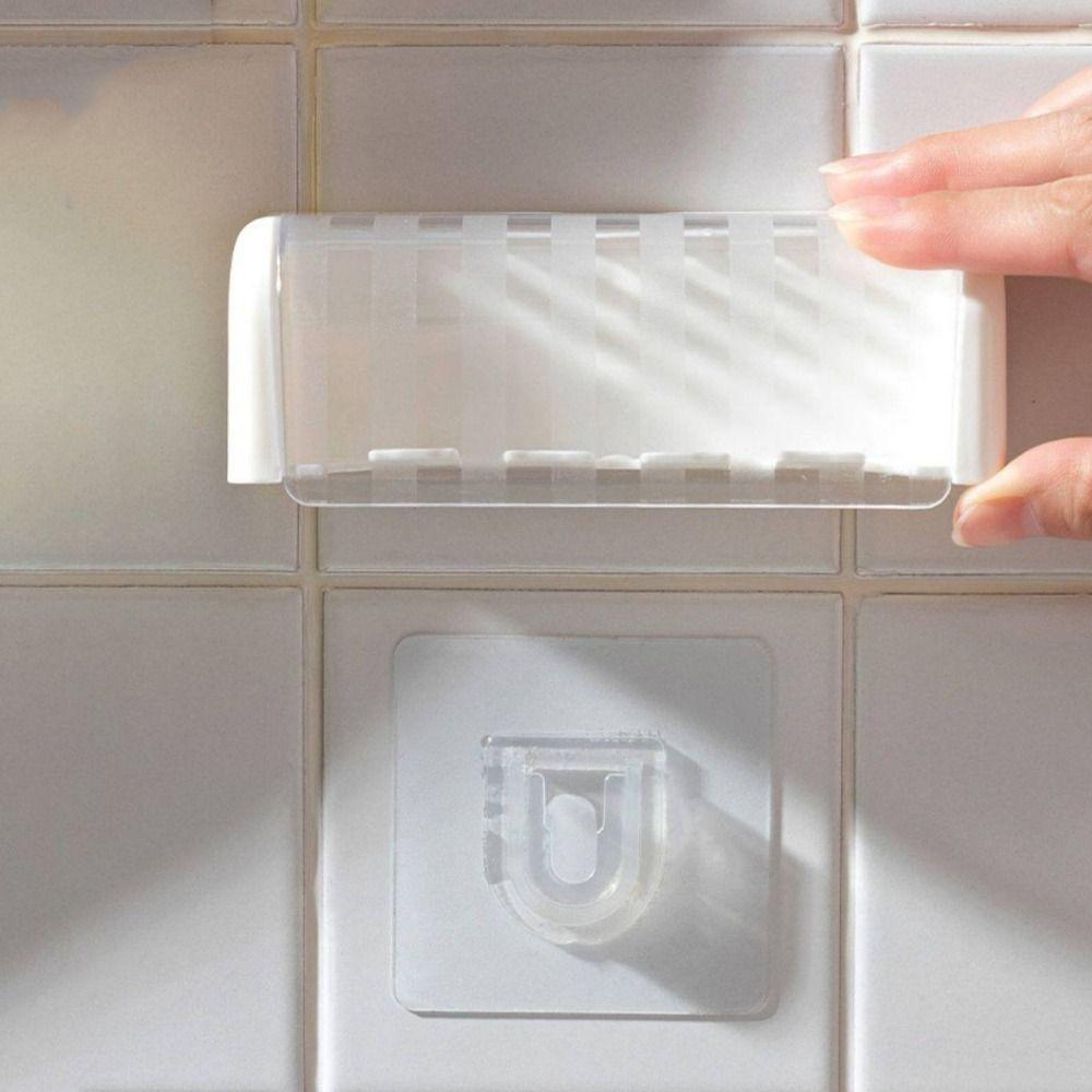 Plastic Toothbrush Storage Rack Self-adhesive Electric Toothbrush Holder  Home Storage