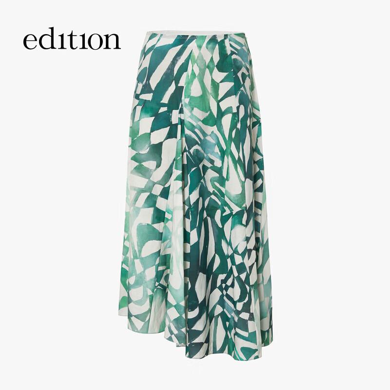 Edition 2025 Spring Resort Ink Print Linen Blend Long Skirt