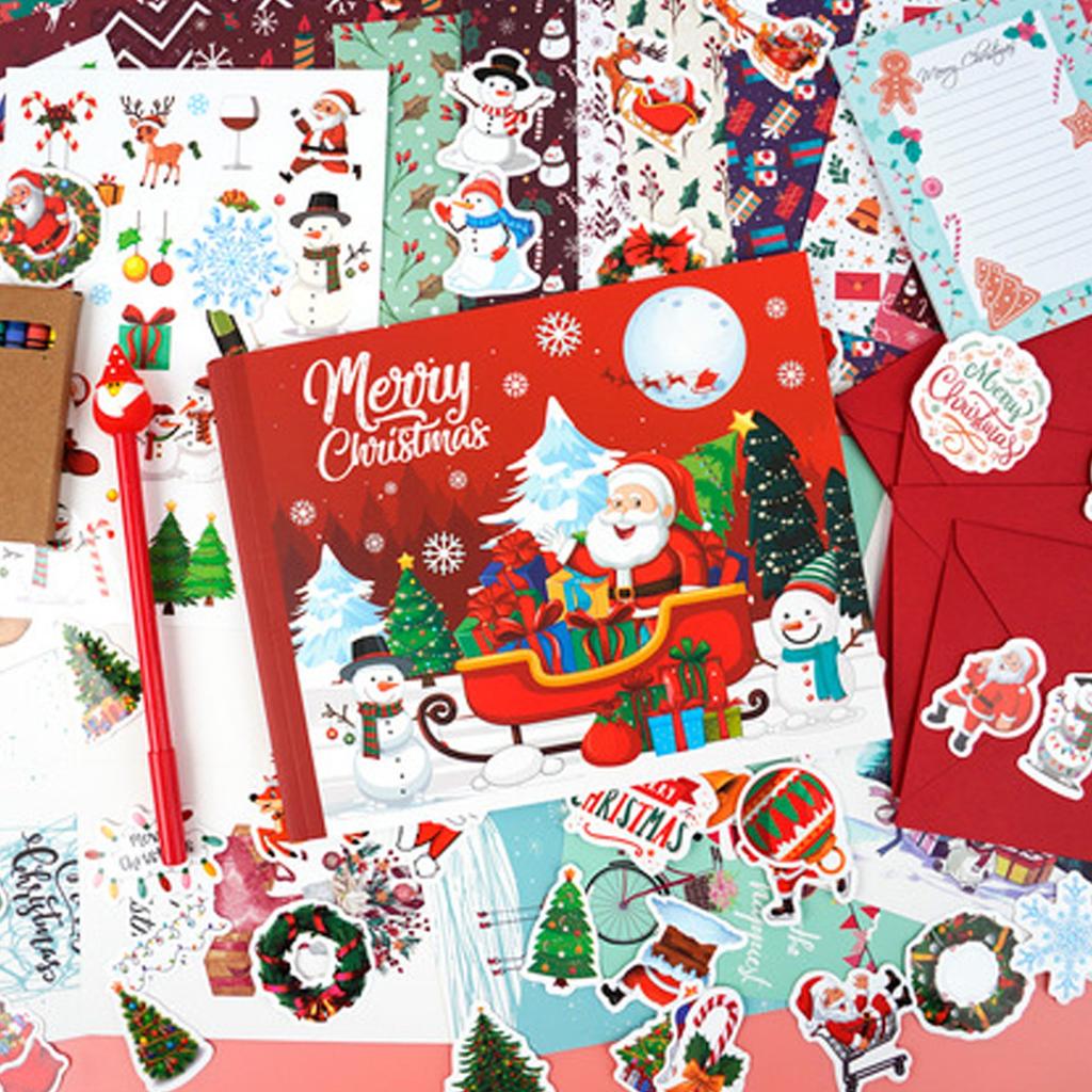 Merry Chrismas,Christmas Diary Set 87 Pieces, Christmas And New Year Gift Scrapbook Children's Diary Set For Girl 1ml
