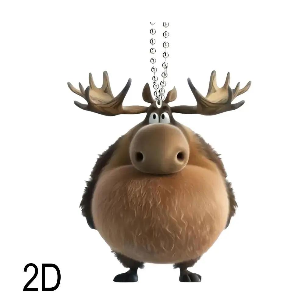 Cute Moose Acrylic Pendant | 2D Elk Christmas Tree Ornaments Hangable Flat Animal Pendant Holiday Decoration for Car & Livi K1H5