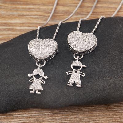 Nidin New Design Luxury Copper Inlaid Shiny Zircon Boys and Girls Charm Pendant Necklace For Women Fashion Female Jewelry Gifts