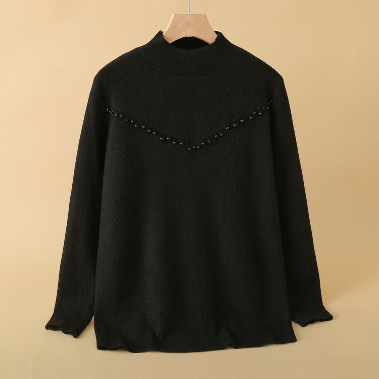 

Thickened Velvet Sweater for Women In Autumn and Winter High-end Sweater Half Turtle Neck Warm Velvet Inner Bottom Shirt Top 3XL