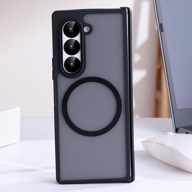 For Samsung Galaxy Z Fold 4 5 6 7 8 Ultra for Magsafe Case Transparent Hinge Folding Shockproof Magnetic Wireless Charging Cover