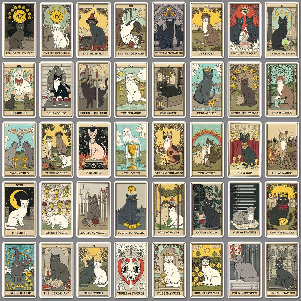 78 Cat Tarot Graffiti Stickers: Creative DIY Waterproof Designs for Skateboards, Phones & Luggage