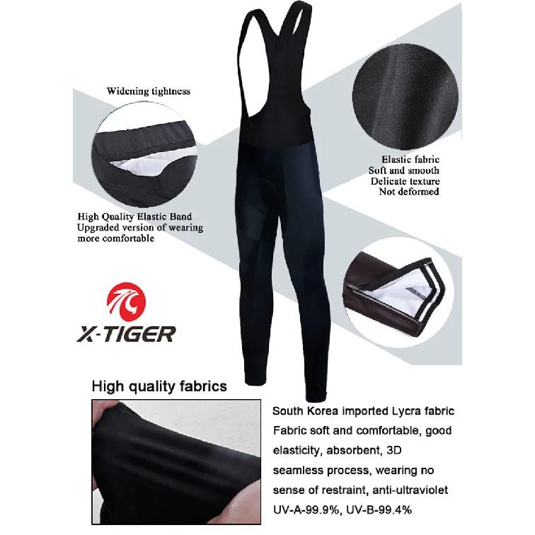 X-TIGER Cycling Bib Trousers Winter Thermal Mountain Bike Pants Bicycle Tights Coolmax 5D Gel Pad Keep Warm Bib Pants