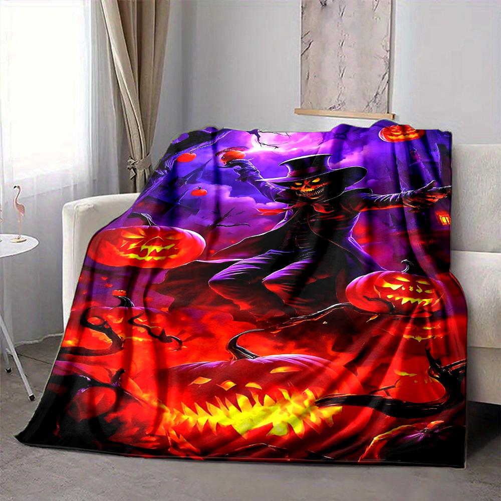 1 Stück Halloween Kürbis Laternen Decke, Überwurf für Sofa, Bett, Reisen, Camping, Wohnzimmer und Bett, Bedruckte Decke Mit Weichem Und Warmem Stoff yy250918