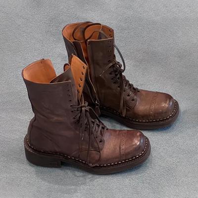 Leather Retro British Martin Boots Women'S Short Boots Carved Medium Tube Thin Locomotive Women'S Boots