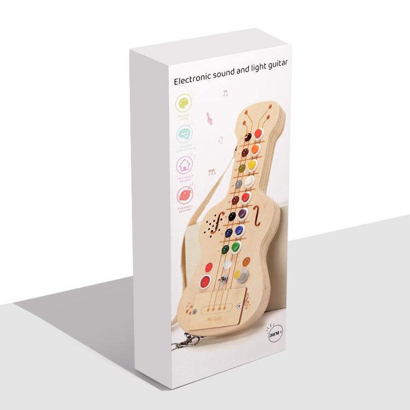 Wood Led Switch Light Melody Sound And Light Electronic Guitar Busy Board Children'S Montessori Early Education Educational Toys
