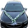 V-Shaped White Rose Wedding Car Decoration Set - Simulated Flowers for Car Hood & Veil Arrangement