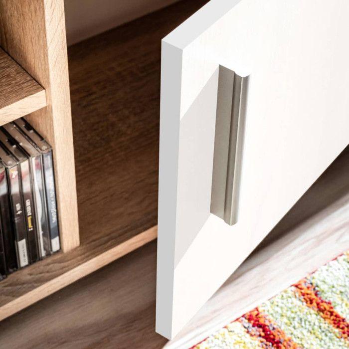 VidaXL Meuble TV Mural avec Lumière LED, Armoire de Télévision avec Étagère, Meuble Télé de Salon Intérieur, Moderne, Chêne 246030