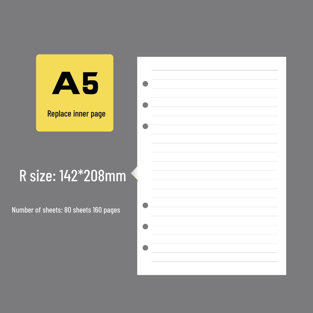 Minimalist Black A5 PU Leather Loose-Leaf Notebook with Black Card Paper Inner Pages