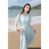 Sancai Plus Size Embroidered Lyocell Round Neck Dress