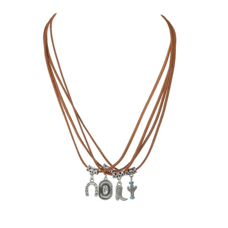 

Western Inspired Multi Strand Necklace with Alloy Pendants Stylish Clavicle Chain for Festivals and Outdoor Event 1