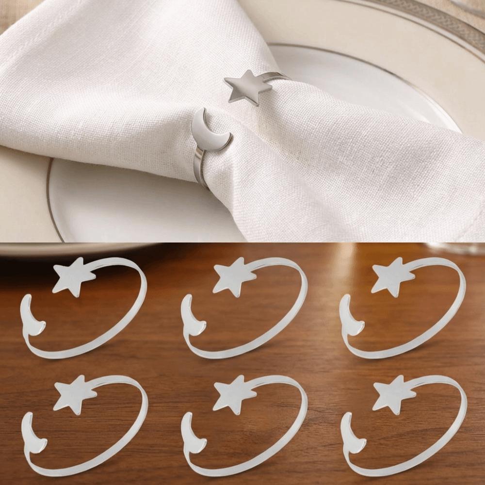 6PCS Modern Moon Napkin Rings Minimalist Table Napkin Holder Party Supplies Serviette Ring  Wedding
