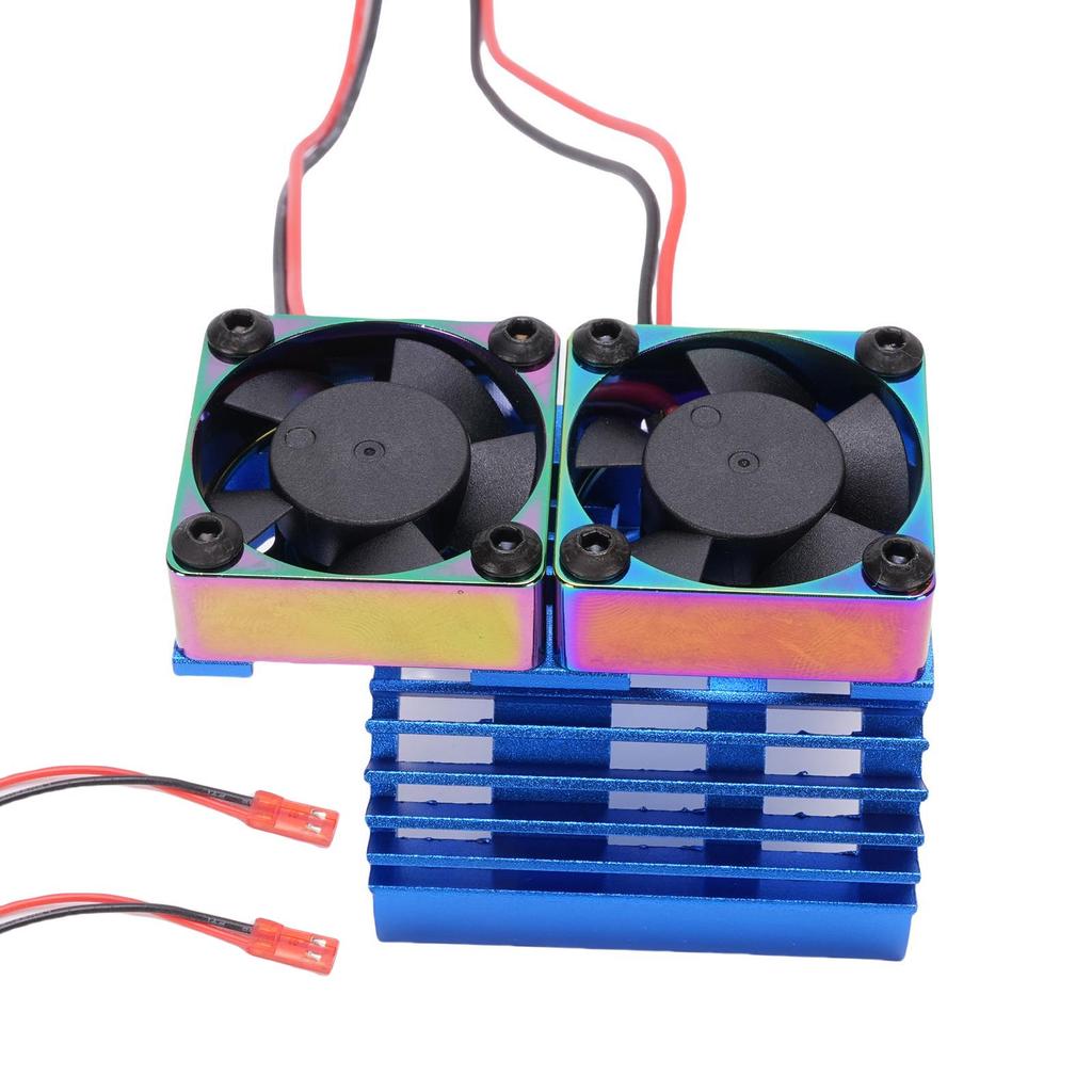 RC Motor Cooling Fan Suitable for 380 540 550 3650 3660 3674 Widened Heatsink DC 7V Double Fans High Speed 36mm Blue