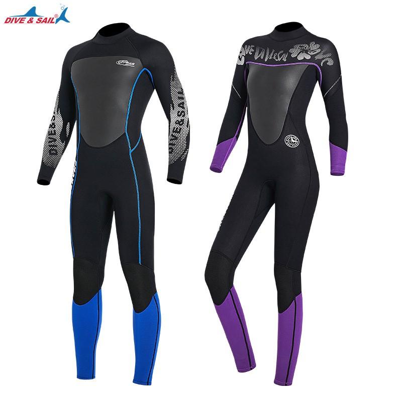 3MM Diving Suit Men's One-piece Long-sleeved Thick Warm Surfing Women's Snorkeling Cold-proof Swimming Pants