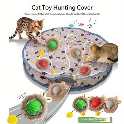 2-teiliges Katzen-Spielzeug-Set, Runder Doppellagiger Fangnetz-Kreisel & Automatischer Rollball, Interaktives Selbstspiel-Kitten-Spielzeug