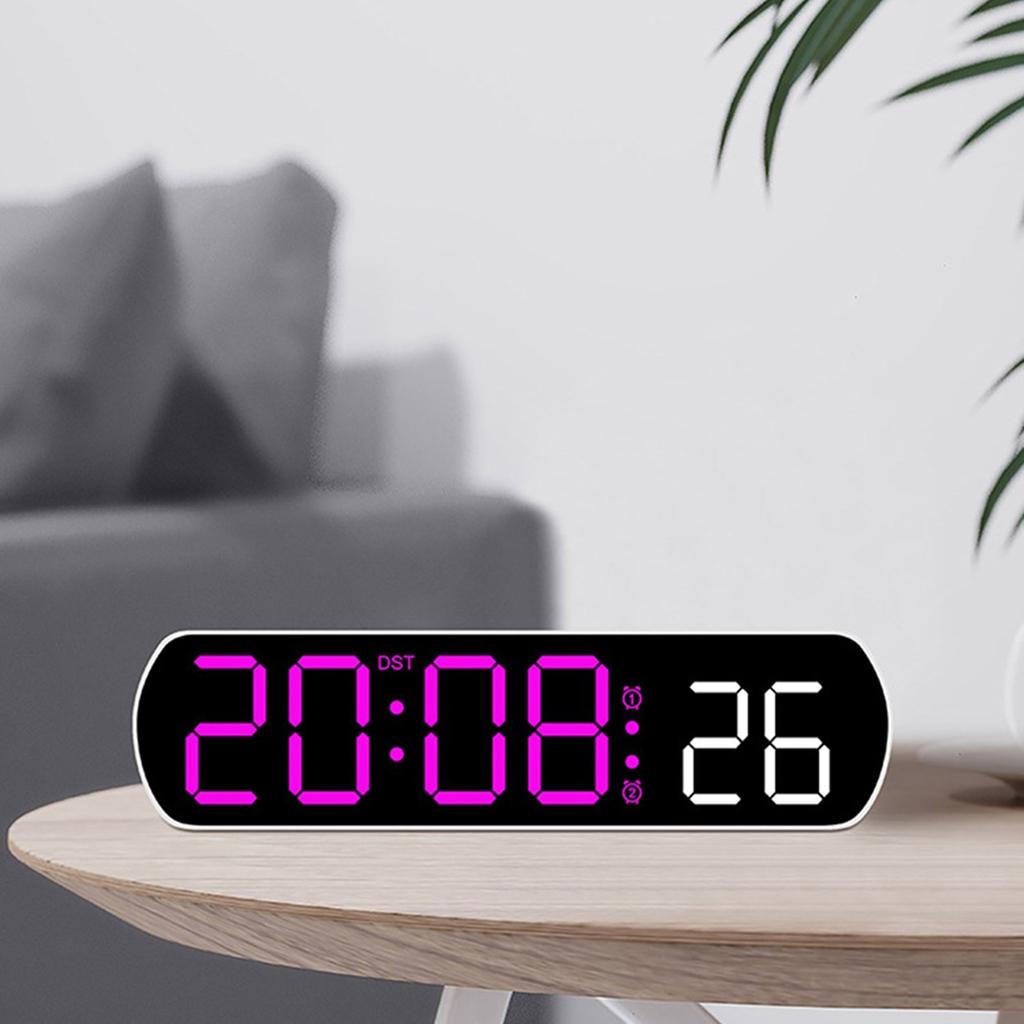 Digital Table Clock with Jump Second 2 Alarms Temperature Reading Timer Voice Control LED Alarm Clock for Home Office