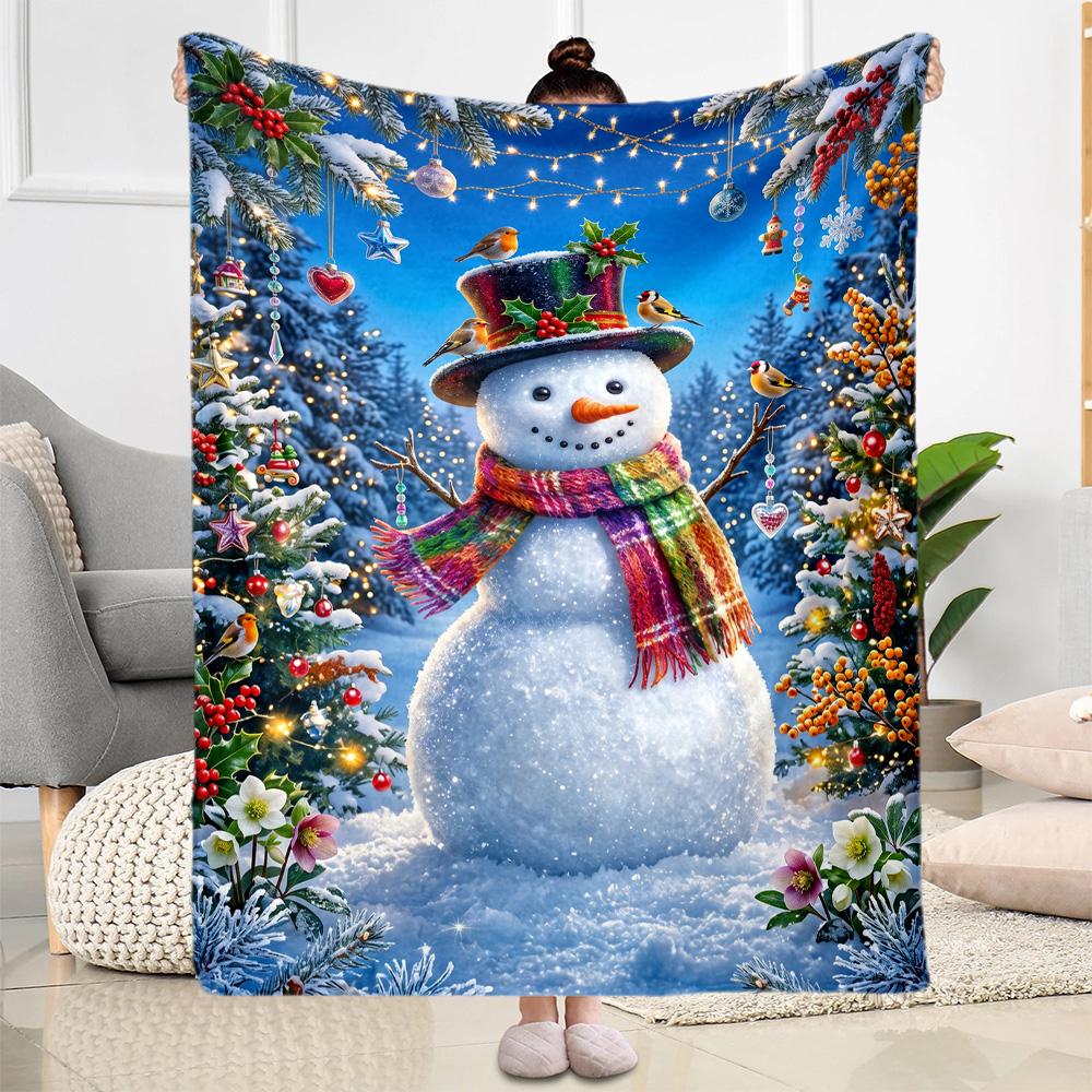 Winter Wonderland Snowman Blanket Soft & Cozy Great for Seaside Office Livingroom for All Occasions Modern Style