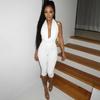Women's 2026 Summer Draped Neck Backless Tie Bodycon Jumpsuit