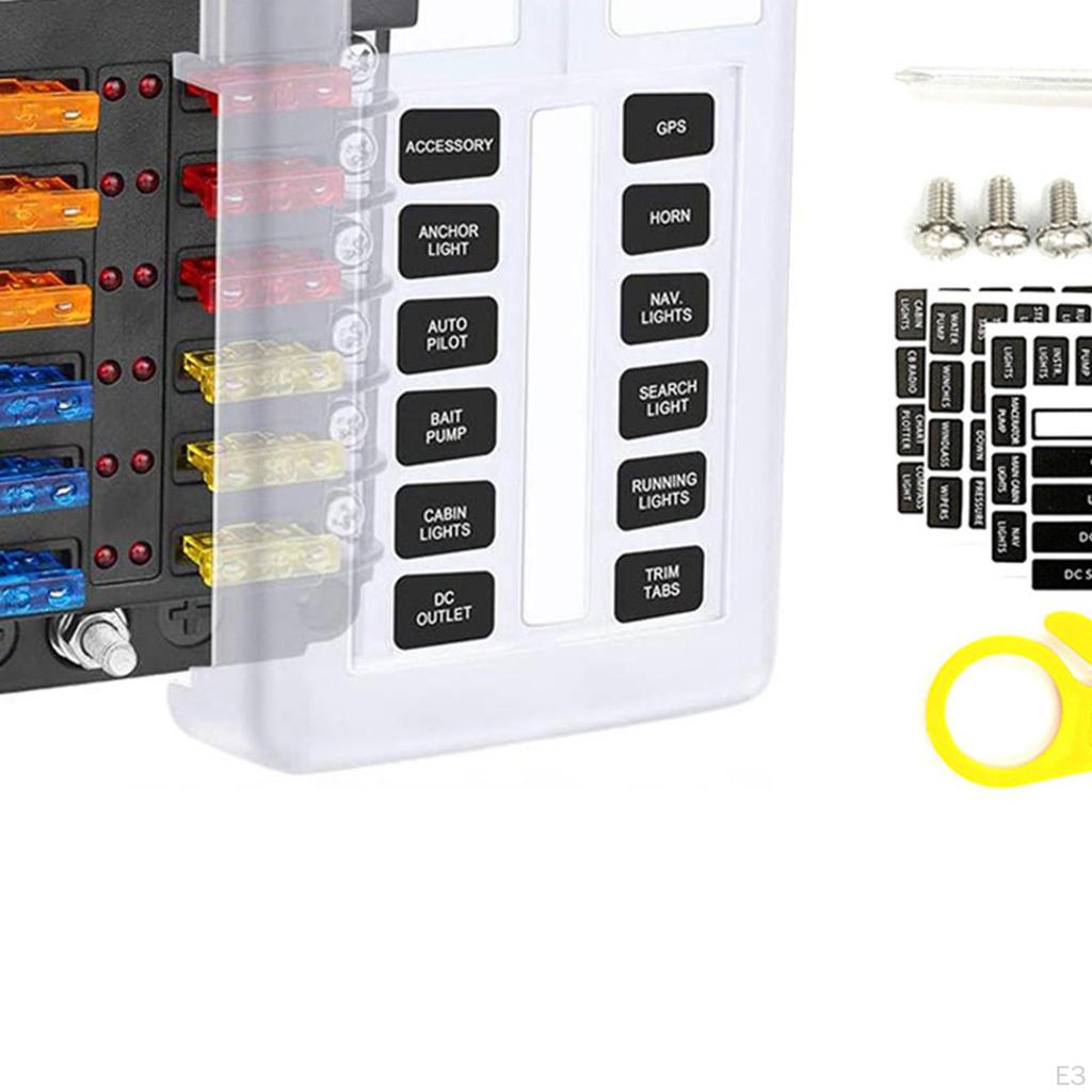 12 Circuit Block, Damp-Proof Holder Box Fits Van SUV Automotive Car Yacht